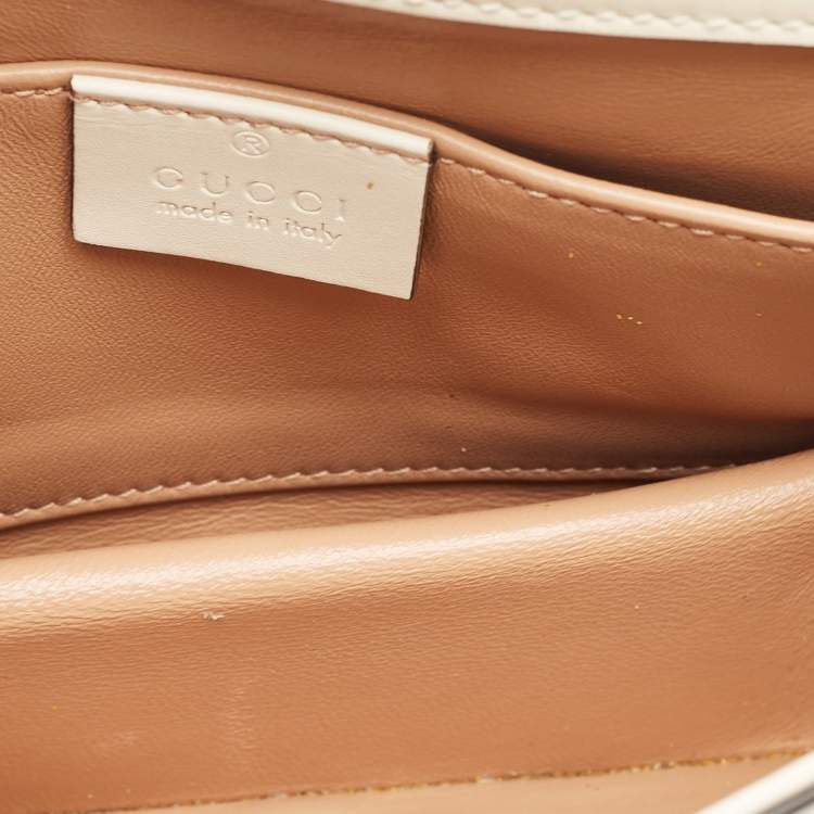 Pre Owned Gucci Off White Leather Broadway Pearly Bee Shoulder Bag
