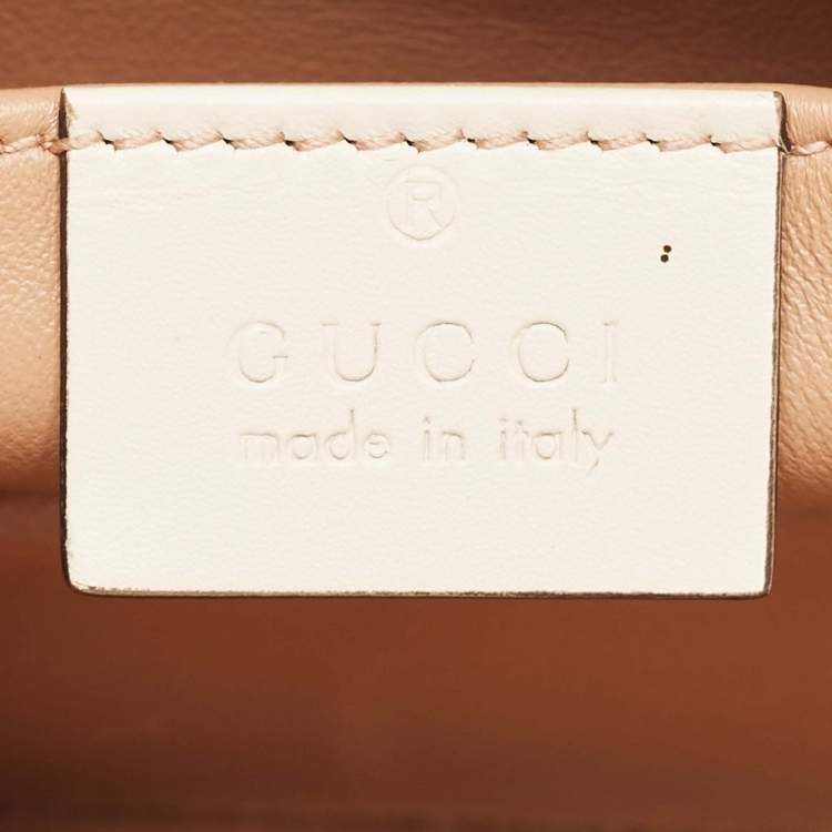 Pre Owned Gucci Off White Leather Broadway Pearly Bee Shoulder Bag