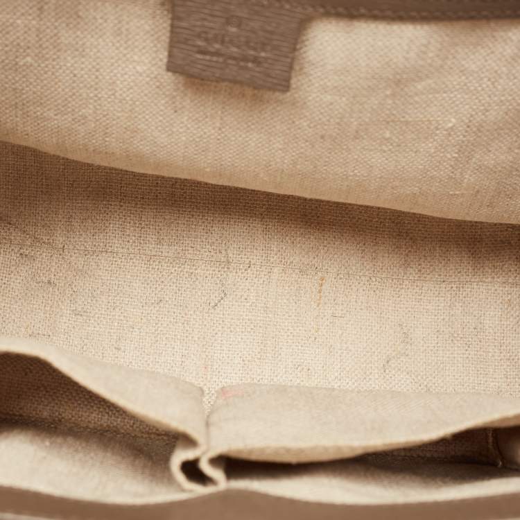 Pre Owned Gucci Taupe Grey Leather Medium New Bullet Bamboo Bag