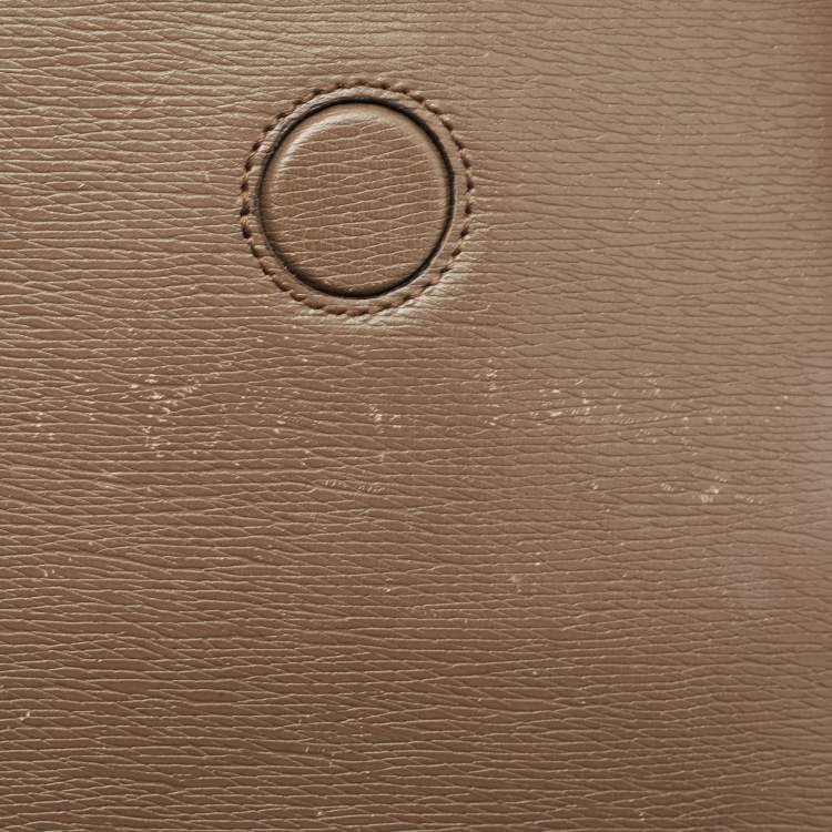 Pre Owned Gucci Taupe Grey Leather Medium New Bullet Bamboo Bag