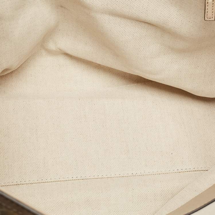 Pre Owned Gucci Beige GG Supreme Canvas and Leather Medium Ophidia Tote