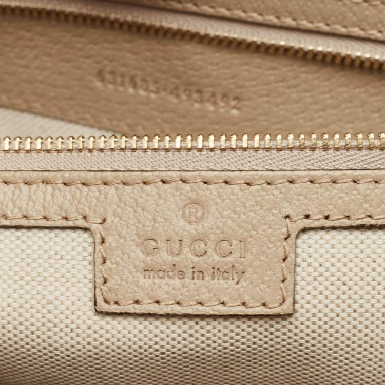 Pre Owned Gucci Beige GG Supreme Canvas and Leather Medium Ophidia Tote