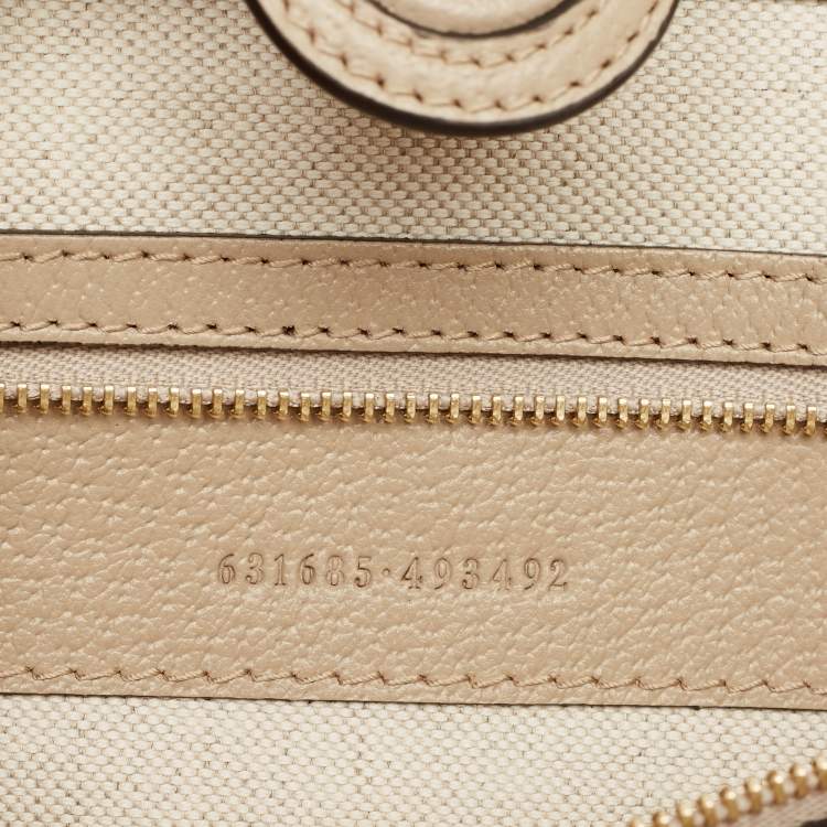 Pre Owned Gucci Beige GG Supreme Canvas and Leather Medium Ophidia Tote