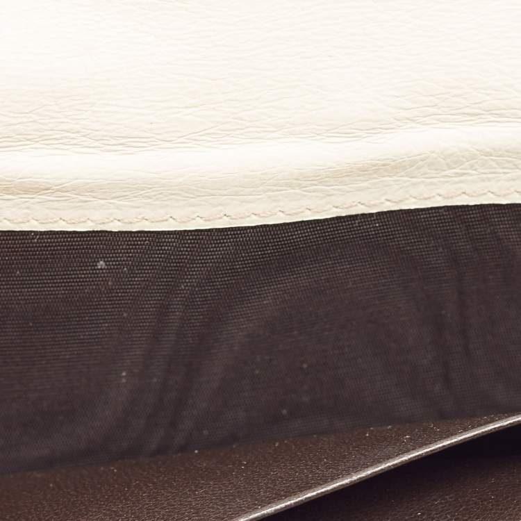 Pre Owned Gucci White/Beige GG Canvas and Leather Icon Bit Flap Continental Wallet