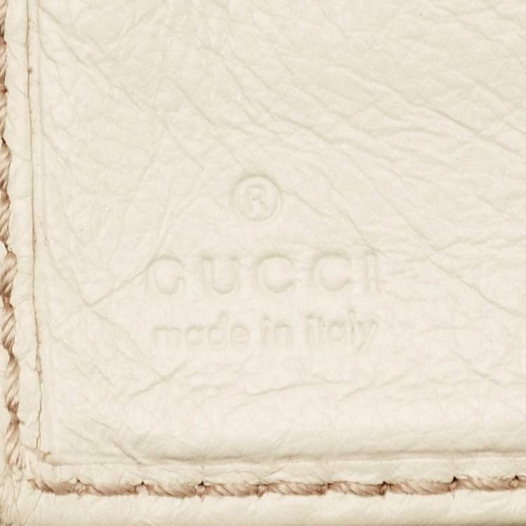 Pre Owned Gucci White/Beige GG Canvas and Leather Icon Bit Flap Continental Wallet