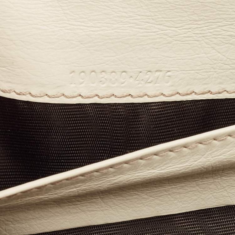 Pre Owned Gucci White/Beige GG Canvas and Leather Icon Bit Flap Continental Wallet