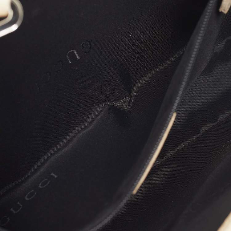 Pre Owned Gucci Ivory Ostrich Leather Jackie O Chain Hobo