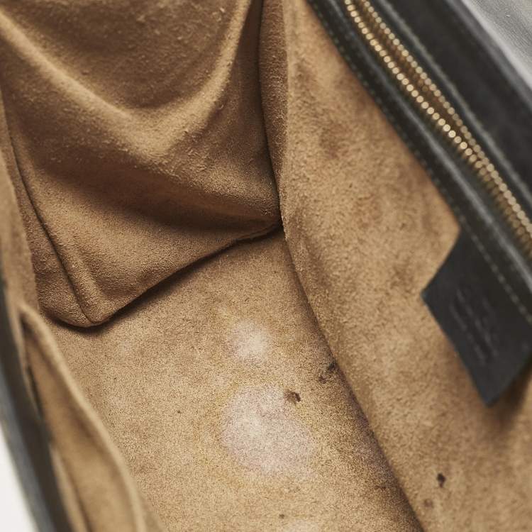 مملوكة مسبقًا Gucci Black/Beige GG Supreme Canvas and Leather Medium Padlock Shoulder Bag