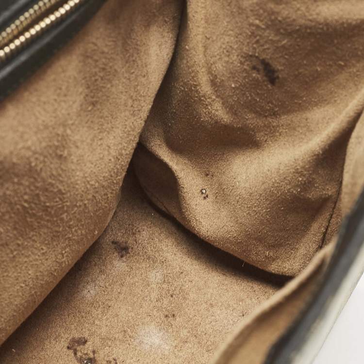 مملوكة مسبقًا Gucci Black/Beige GG Supreme Canvas and Leather Medium Padlock Shoulder Bag