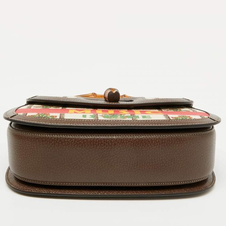 Pre Owned Gucci Multicolour Canvas and Leather Music is Mine Bamboo Flap Top Handle Bag