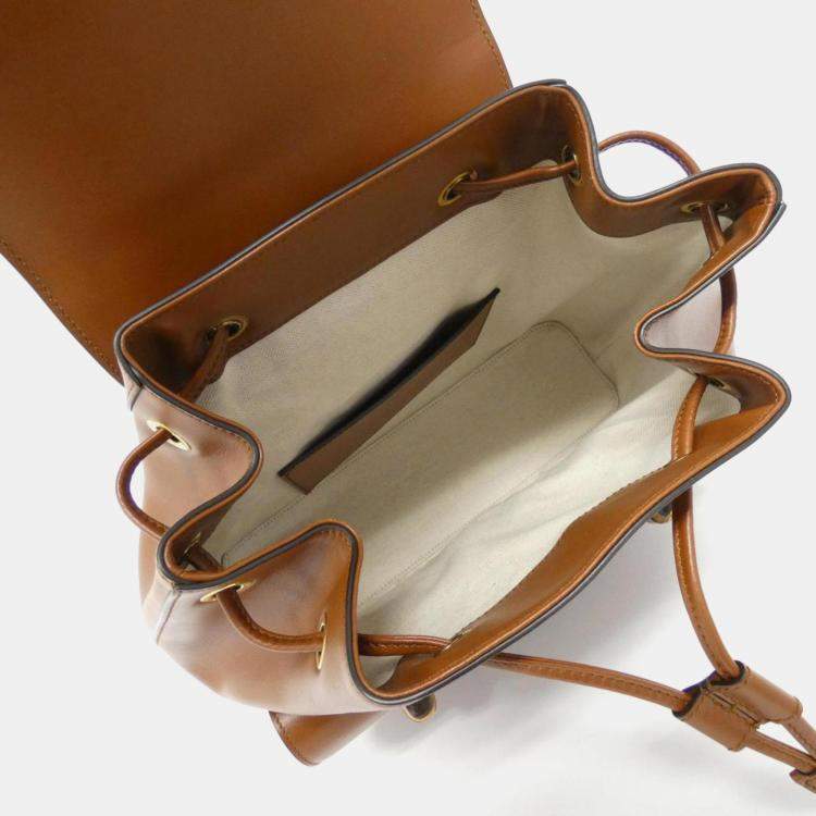Pre Owned Gucci Brown Leather Bamboo Backpack