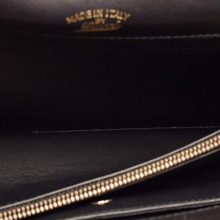 مملوكة مسبقًا Gucci Black Crocodile Interlocking G Long Clutch