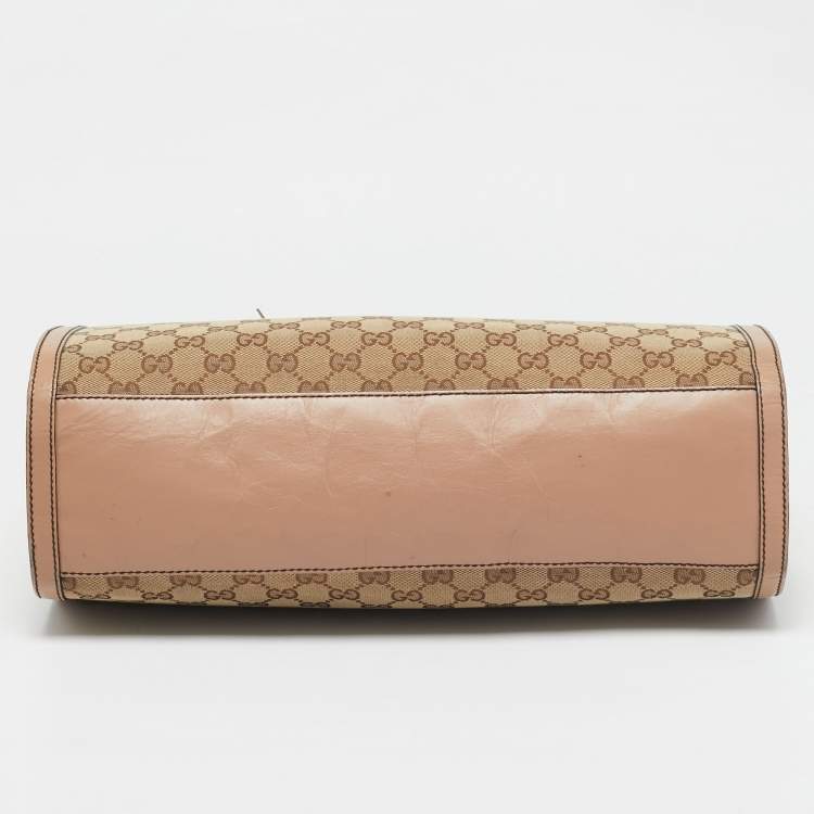 Pre Owned Gucci Old Rose/Beige GG Canvas Large Emily Chain Shoulder Bag