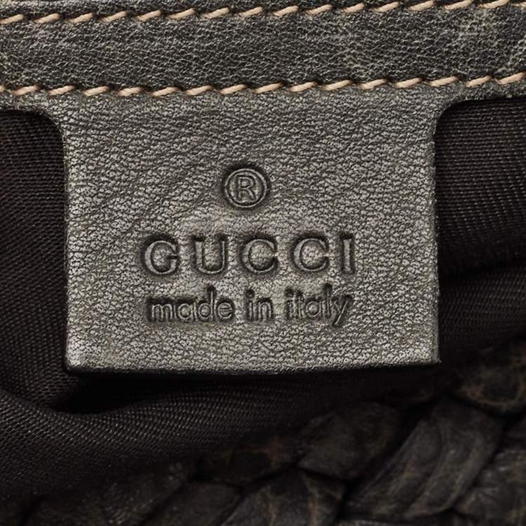 مملوكة مسبقًا Gucci Dark Grey Leather Medium Pelham Hobo