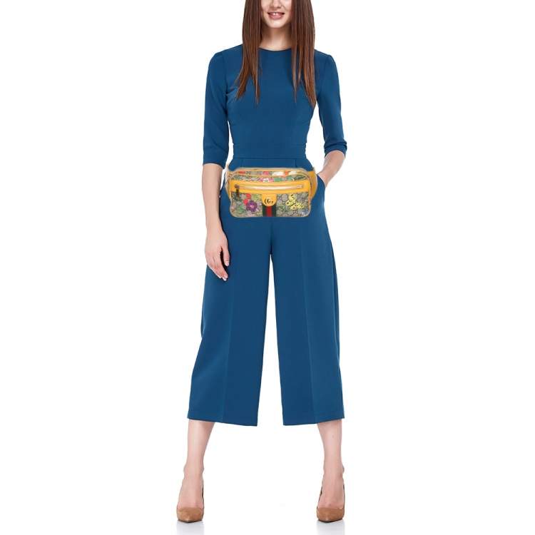 مملوكة مسبقًا Gucci Yellow GG Supreme Canvas and Leather Ophidia Flora Belt Bag