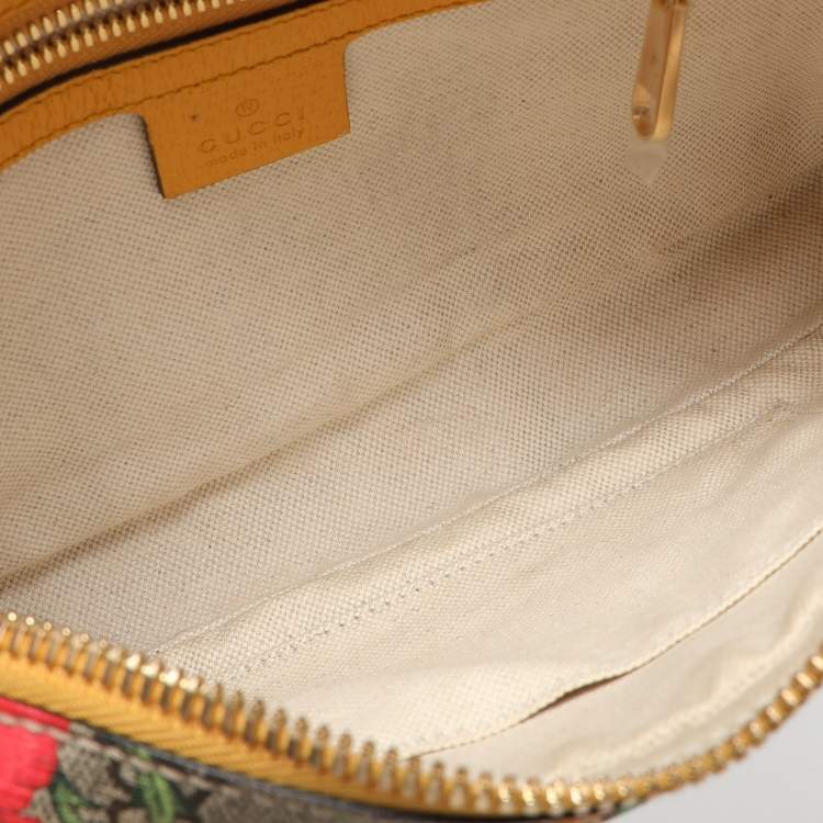 مملوكة مسبقًا Gucci Yellow GG Supreme Canvas and Leather Ophidia Flora Belt Bag