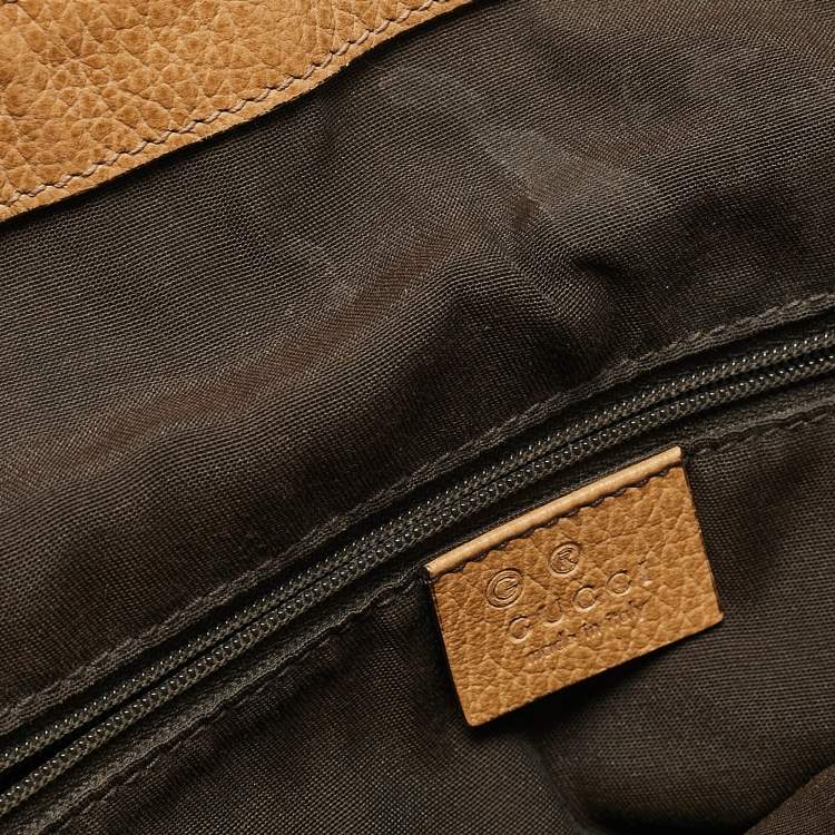 Pre Owned Gucci Choco Tan Leather Interlocking G Charm Satchel
