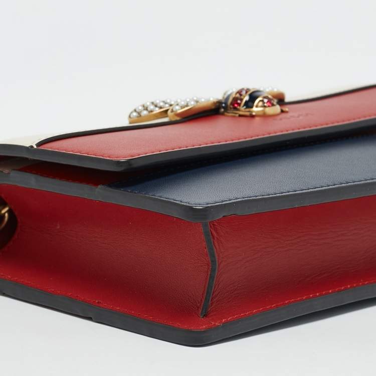 Pre Owned Gucci Tri Color Leather Queen Margaret Wallet on Chain