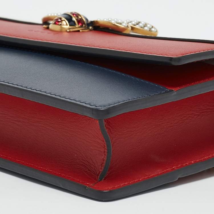 Pre Owned Gucci Tri Color Leather Queen Margaret Wallet on Chain