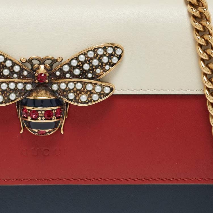 Pre Owned Gucci Tri Color Leather Queen Margaret Wallet on Chain