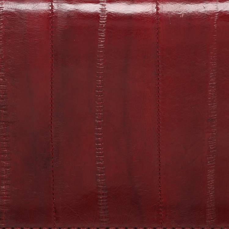 Pre Owned Gucci Burgundy Eel Leather Wristlet Clutch