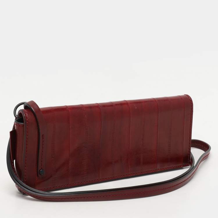 Pre Owned Gucci Burgundy Eel Leather Wristlet Clutch