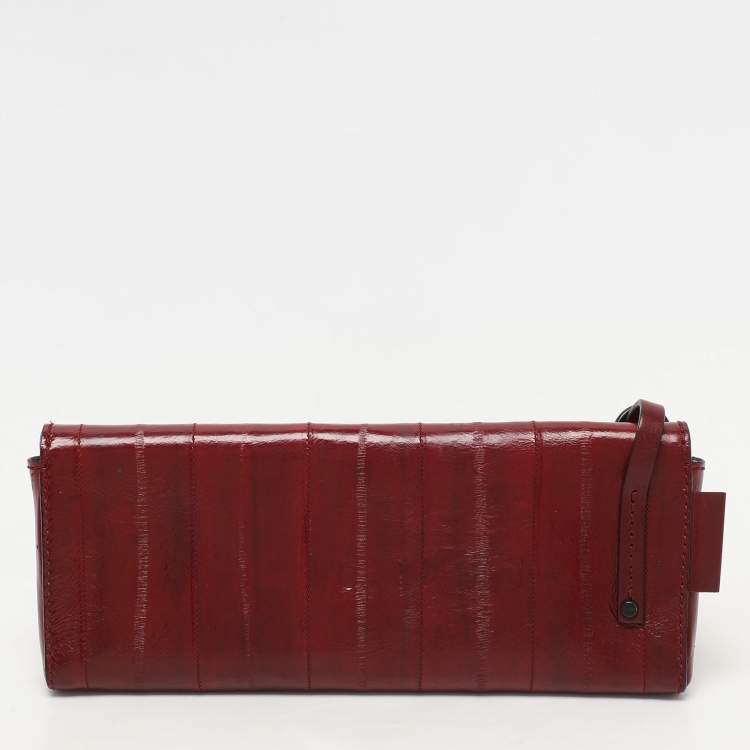 Pre Owned Gucci Burgundy Eel Leather Wristlet Clutch