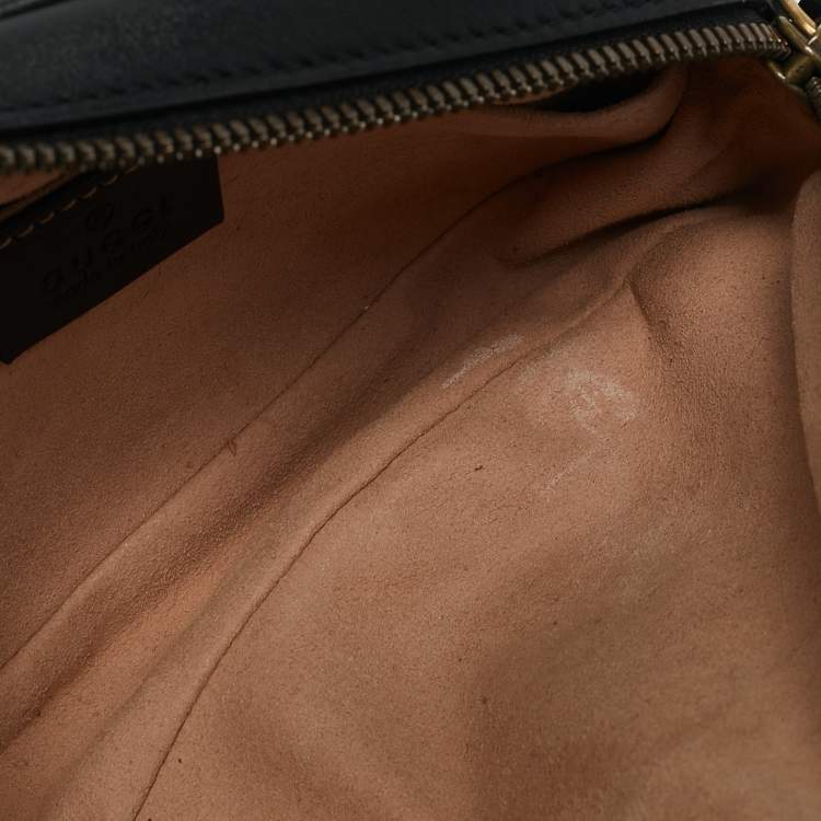 Pre Owned Gucci Black Matelassé Leather Mini GG Marmont Belt Bag