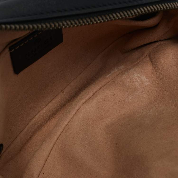 Pre Owned Gucci Black Matelassé Leather Mini GG Marmont Belt Bag