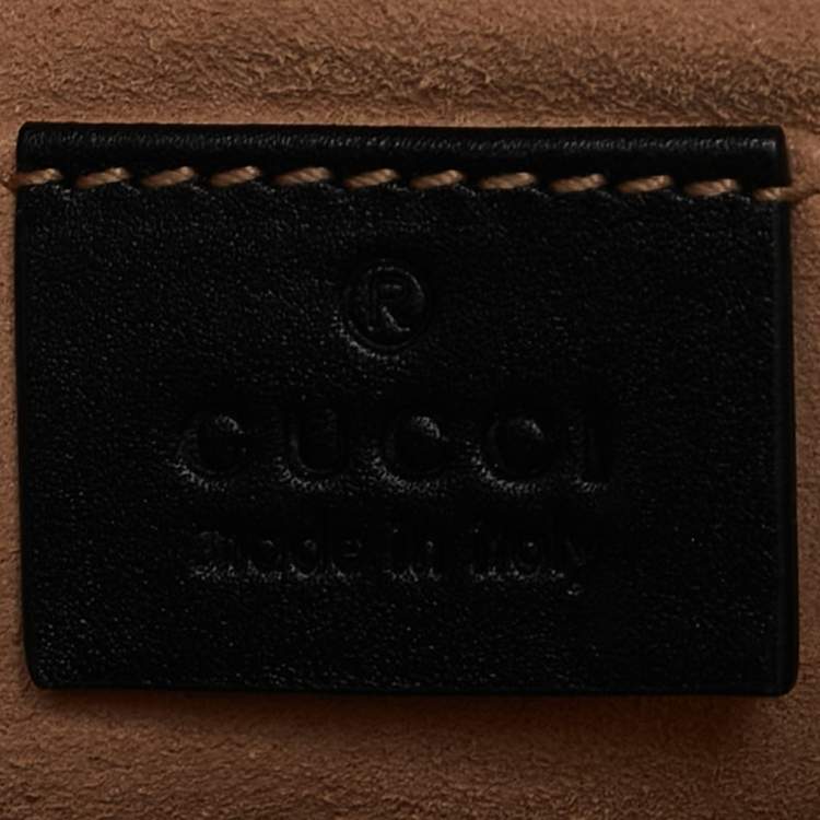 Pre Owned Gucci Black Matelassé Leather Mini GG Marmont Belt Bag