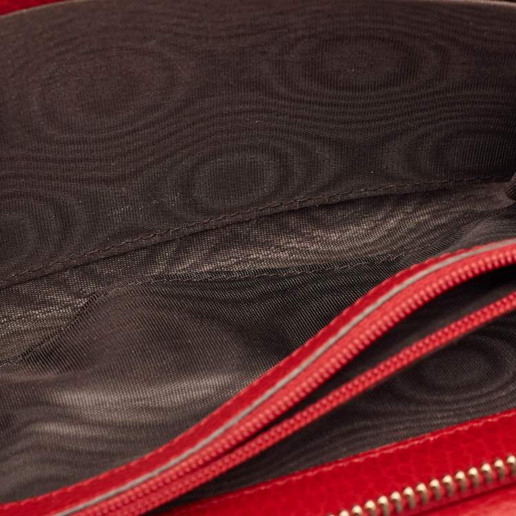 Pre Owned Gucci Red Leather Interlocking G Flap Continental Wallet