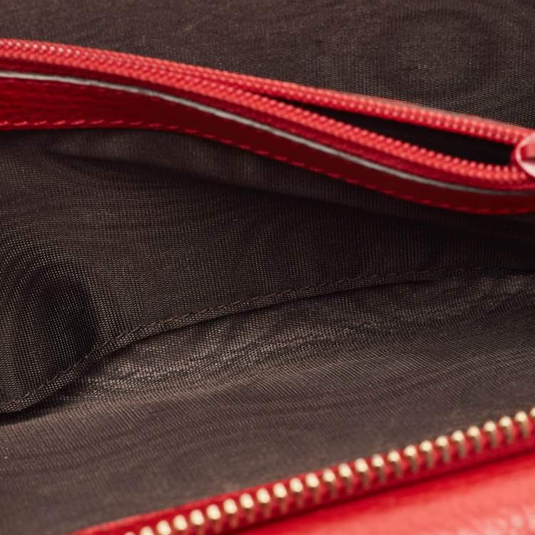 Pre Owned Gucci Red Leather Interlocking G Flap Continental Wallet