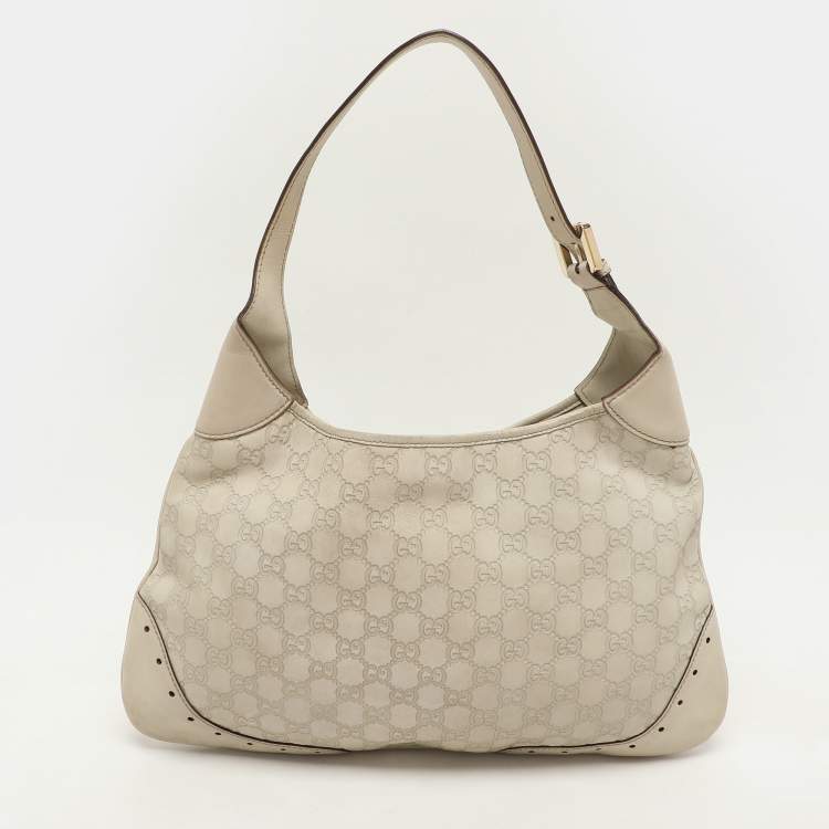 Pre Owned Gucci Cream Guccissima Leather Punch Hobo
