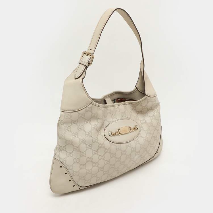 Pre Owned Gucci Cream Guccissima Leather Punch Hobo