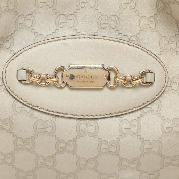Pre Owned Gucci Cream Guccissima Leather Punch Hobo