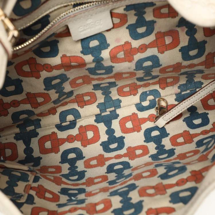 Pre Owned Gucci Cream Guccissima Leather Punch Hobo