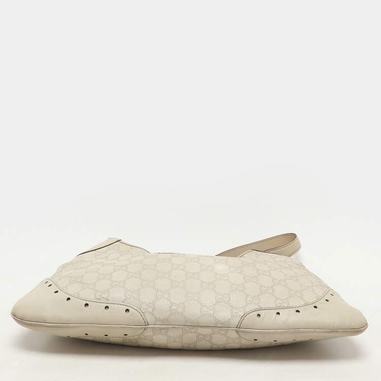 Pre Owned Gucci Cream Guccissima Leather Punch Hobo