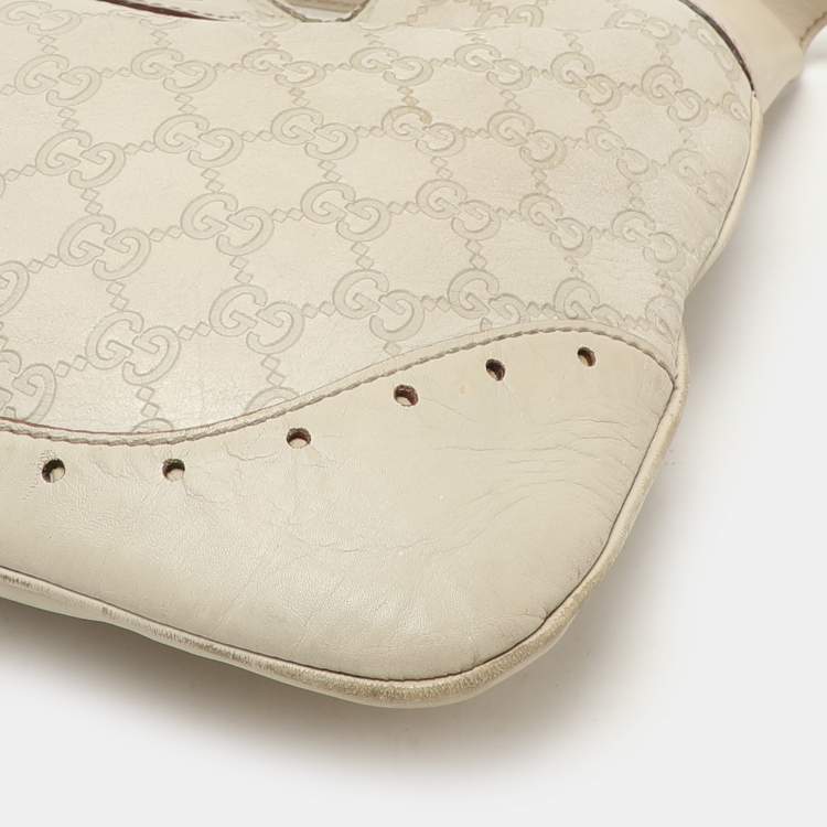 Pre Owned Gucci Cream Guccissima Leather Punch Hobo