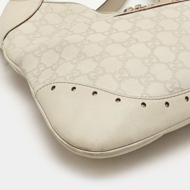 Pre Owned Gucci Cream Guccissima Leather Punch Hobo
