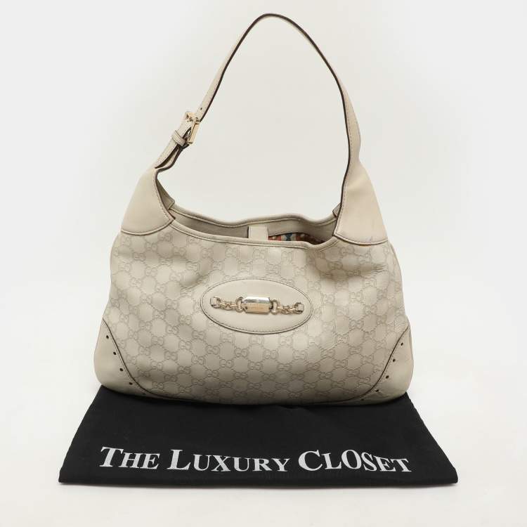 Pre Owned Gucci Cream Guccissima Leather Punch Hobo