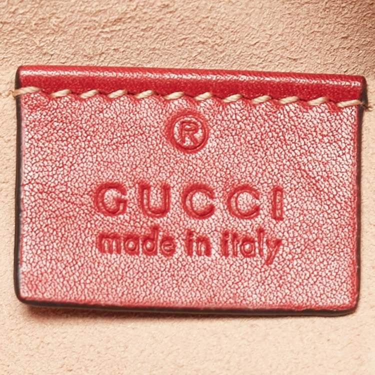 Pre Owned Gucci Red Matelasse Leather GG Marmont Belt Bag