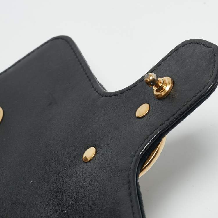 Pre Owned Gucci Black Matelassé Velvet Mini GG Marmont Shoulder Bag