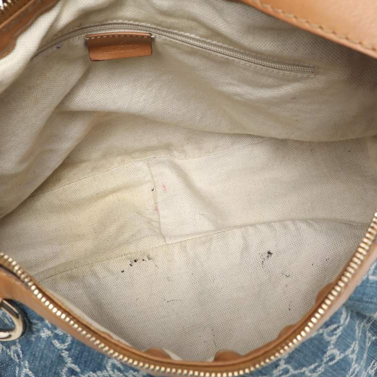 Pre Owned Gucci GG Denim and Leather Medium Sukey Hobo