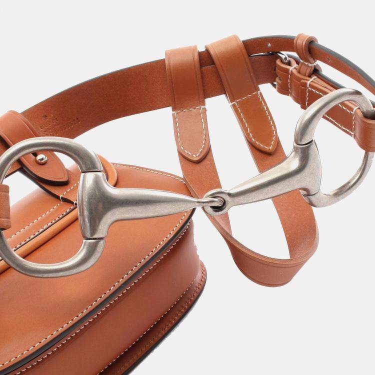 Pre Owned Gucci Brown Leather Mini Bamboo 1947 Belt Bag