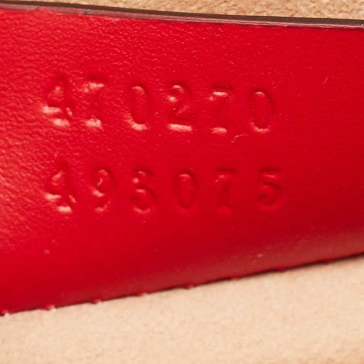 Pre Owned Gucci Red Leather Mini Web Sylvie Top Handle Bag