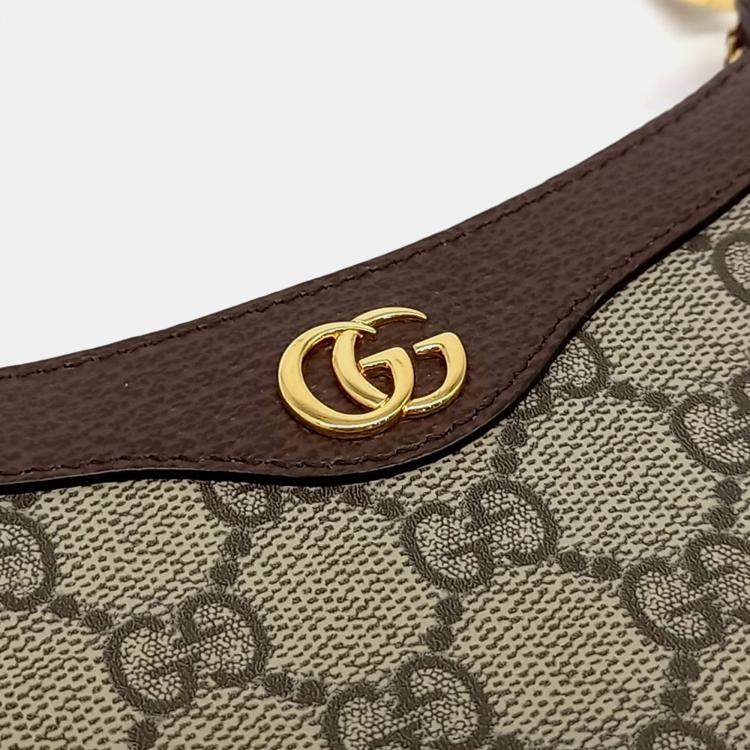 Pre Owned Gucci Beige Brown Coated Canvas Ophidia Mini Bag