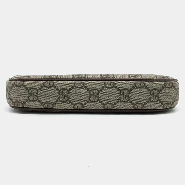 Pre Owned Gucci Beige Brown Coated Canvas Ophidia Mini Bag