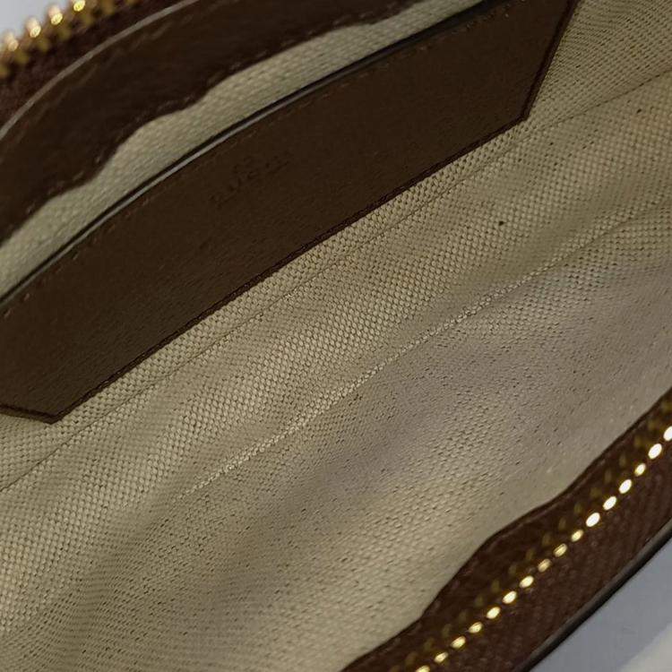 Pre Owned Gucci Beige Brown Coated Canvas Ophidia Mini Bag