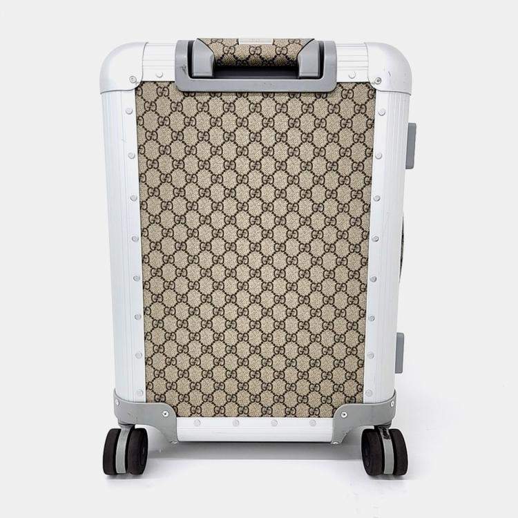Pre Owned Gucci Beige Coated Canvas Porter Cabin Plus Trolley bag