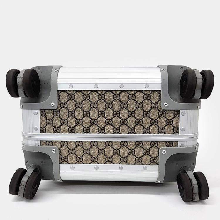 Pre Owned Gucci Beige Coated Canvas Porter Cabin Plus Trolley bag